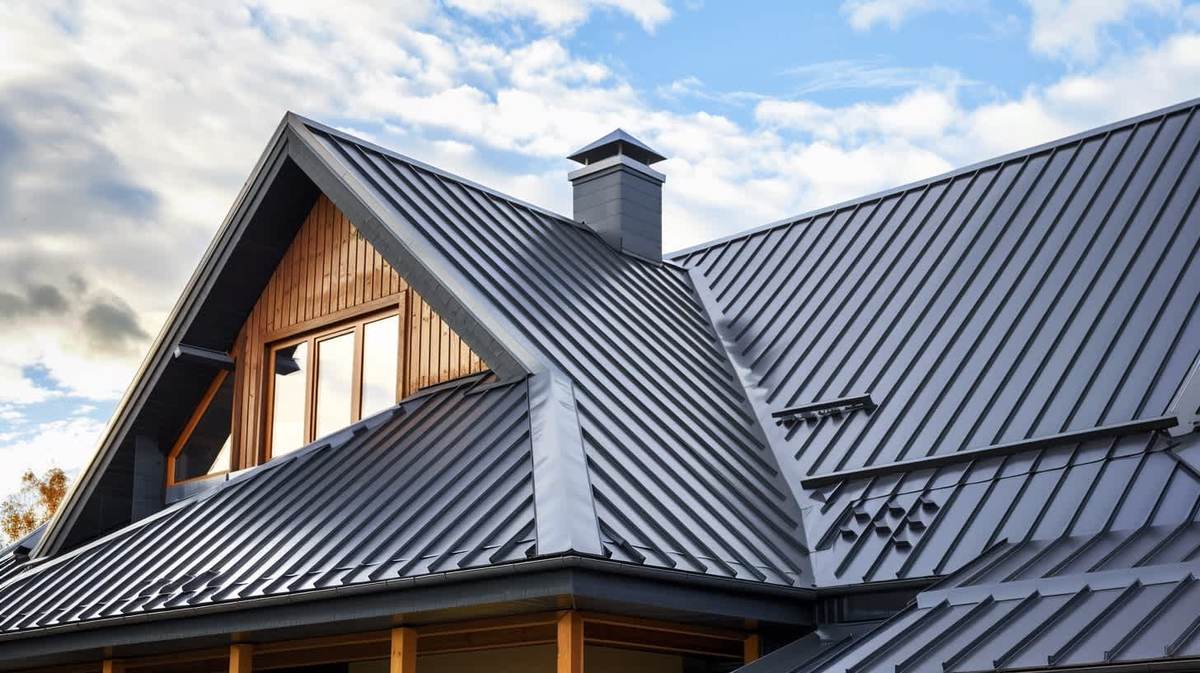 Kemeraltı EPDM Kauçuk Çatı – antrasit kenet sistem metal çatıyla kaplanmış müstakil ev